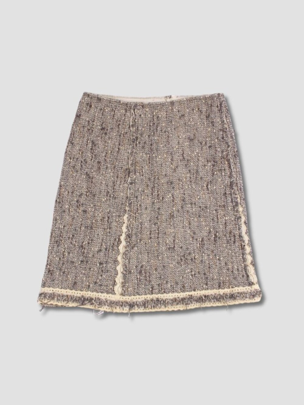 PRADA LIGHT GREY TWEED WOOL BLEND SKIRTS